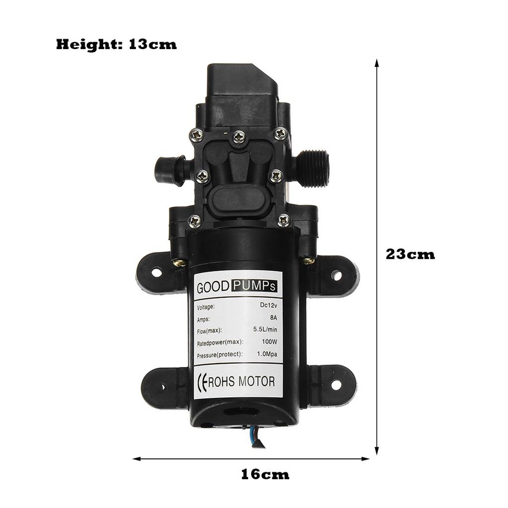 DC 12V 100W Высоконапорный мембранный самовсасывающий водяной насос Распылитель Мойка автомобиля Электрический водяной насос