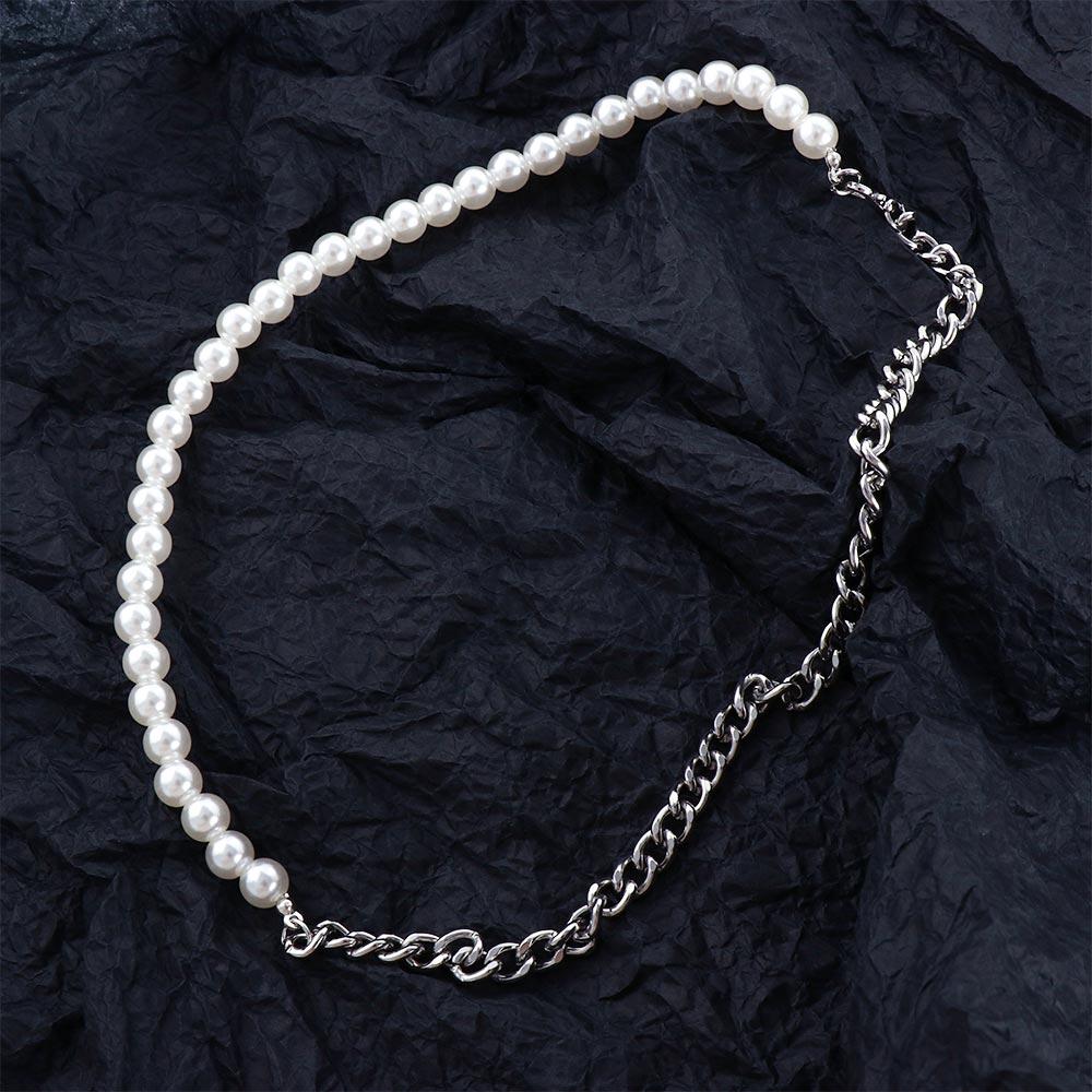 Мужское колье, корейское модное ювелирное изделие из нержавеющей стали, кубинская цепочка, мужская цепочка на ключицу, жемчужное ожерелье