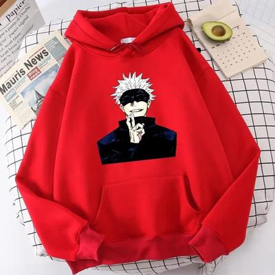 Женская толстовка с принтом Jujutsu Kaisen аниме Satoru Gojou, теплая осенняя толстовка с капюшоном в стиле Харадзюку, модный свободный спортивный костюм