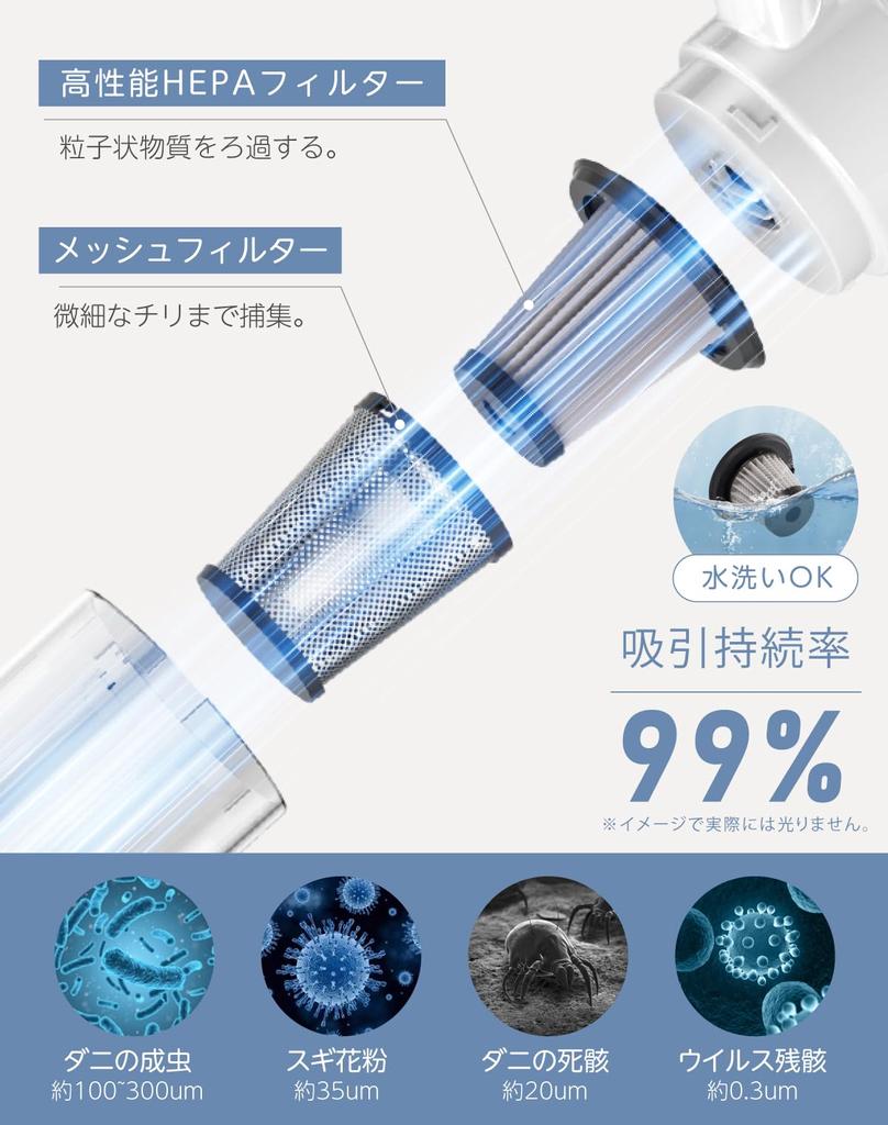 Vacuum Cleaner Cordless Stick Cleaner Cyclone 2way Ultra Light Strong Suction 12000Pa 7 Types of Nozzles Operation Stick Type Cyclone Vacuum Cleaner