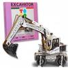 Model Building Kit - Cardboard Backhoe Loader To Color and Assemble Without Glue - 140 Pieces - 49 X 19 X 23 Cm TODO