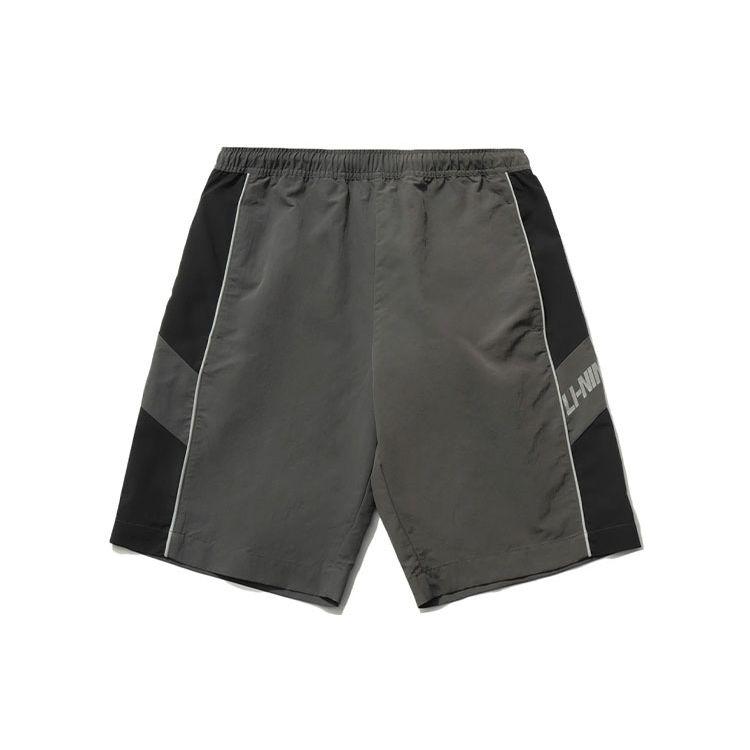 Li Ning Color Block Letter Logo Reflective Print Casual Sports Shorts Men Shorts Gray AKSR465-5