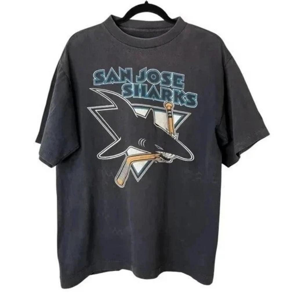 Футболка с логотипом San Jose Sharks 1991 года - Мужская, Женская, Мужская уличная одежда