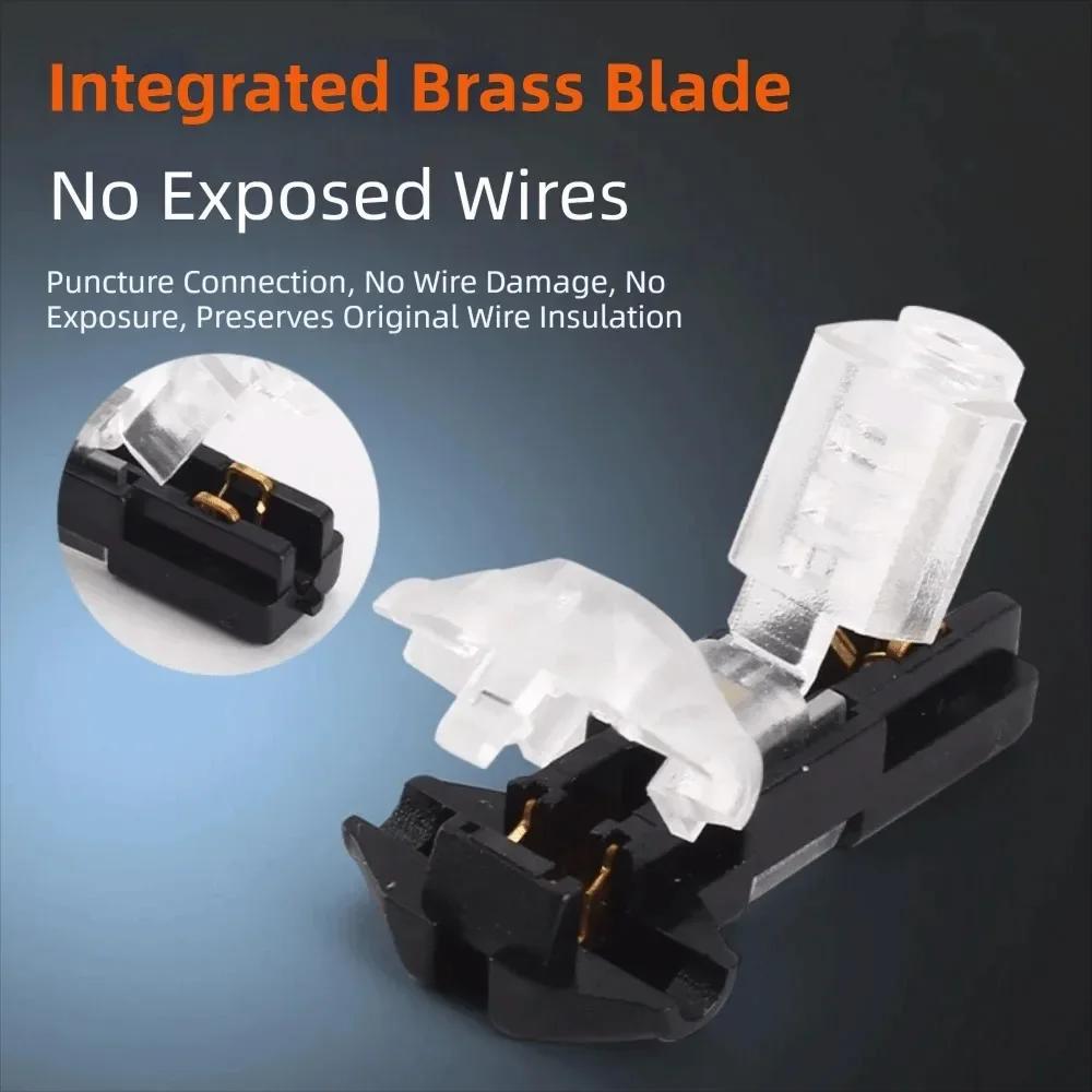 10/20Pcs T Type 1 Pin Low Voltage Wire Connector, Quick Solderless Wire Splice Connector, T Tap Wire Connectors, No Stripping