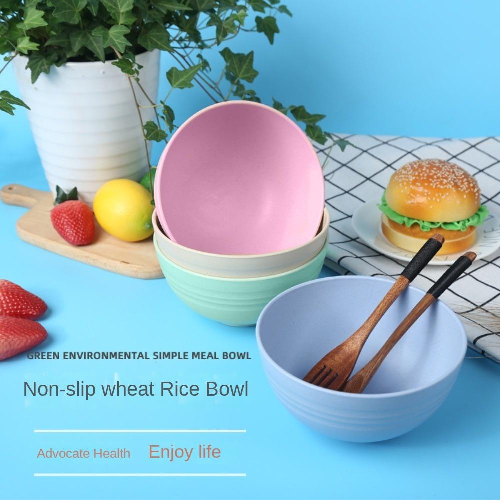 Wheat Straw Divided Dining Bowl Nordic Colored Cereal Bowls Household Use Dinner Bowl