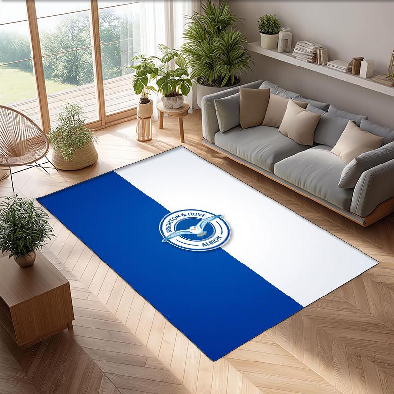 Ковер из хрустального велюра с футбольным принтом Brighton & Hove Albion, Удобный, Впитывающий влагу, Нескользящий, Для помещений