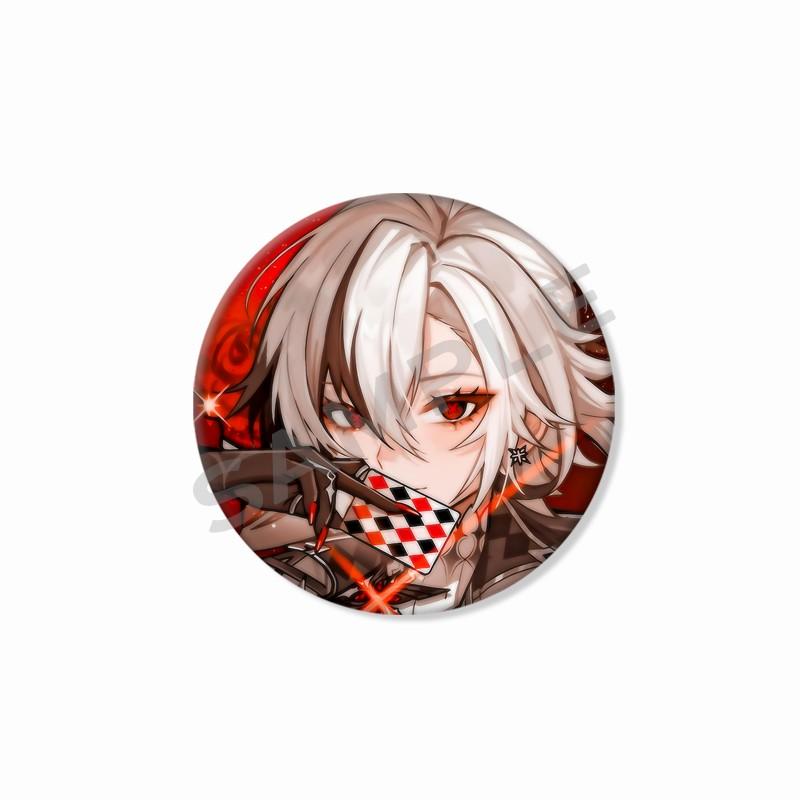 Creative Game Genshin Impact Brooch Cute Arlecchino Figure Lapel Pins Backpack Shirt Clothes Accessories Badge Collectible Gifts