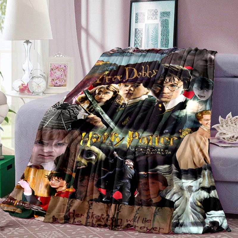 Harry Potter Movie Print Blanket Warm Comfortable Flannel Blanket for Bedrooms, Sofas, Beds, Chairs, Picnics, Travel -LXR32