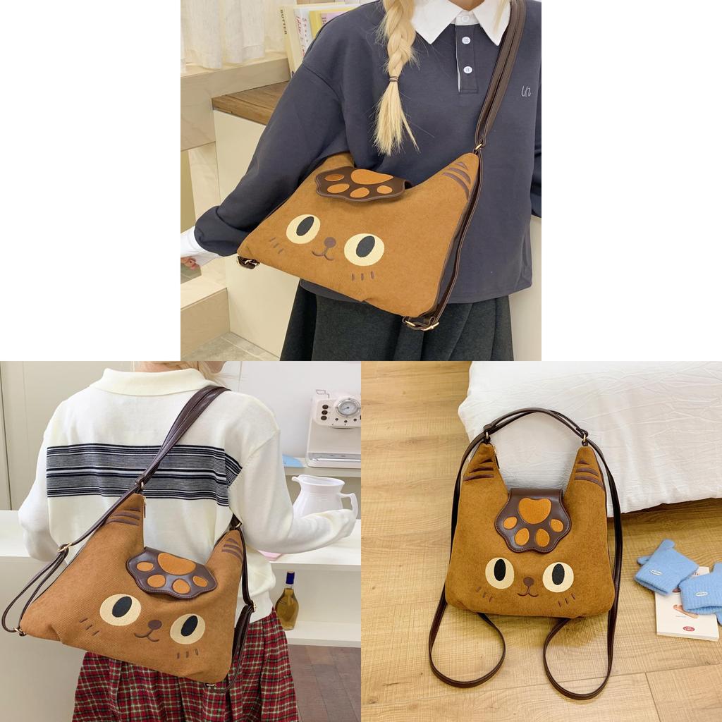 Fashionable Cat Pattern Crossbody Bag Made Of Nylon With Soft Structure And Spacious Interior For Women