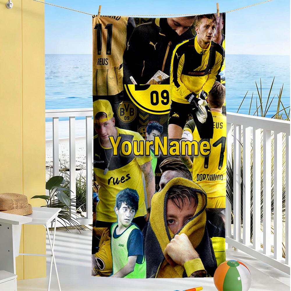 Borussia Dortmund Customized Name Beach Towel Super Soft Microfiber Quickdry Fabric Portable for SwimmingBeachCamping Travel Beach AccessoriesGym