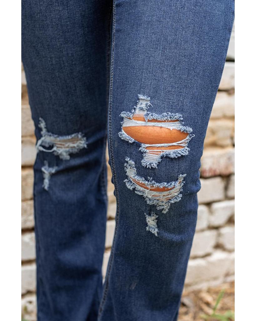 Azura Exchange Джинсы клеш с потертостями