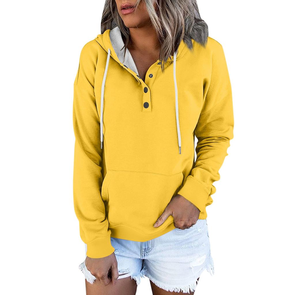 Women's Casual Fashion Solid Color Long Sleeve Pullover Hoodies Sweatshirts