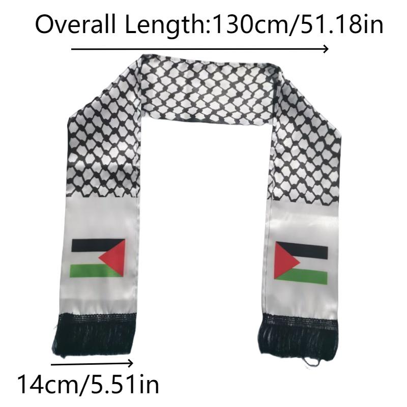 Шарф с флагом Палестины 14*130см Двухслойная полиэстеровая ткань