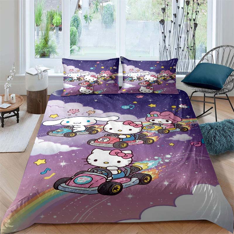 Cinnamoroll patterned soft and comfortable duvet cover, children's bedding set, available in king, large, single and double size