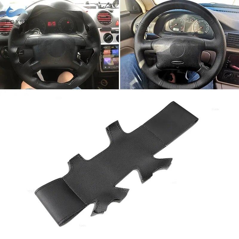 Black Soft Perforated Leather Cover For VW Golf 4 MK4 1998-2004 Passat B5 1996-2005 DIY Hand Sewing Steering Wheel Cover Trim