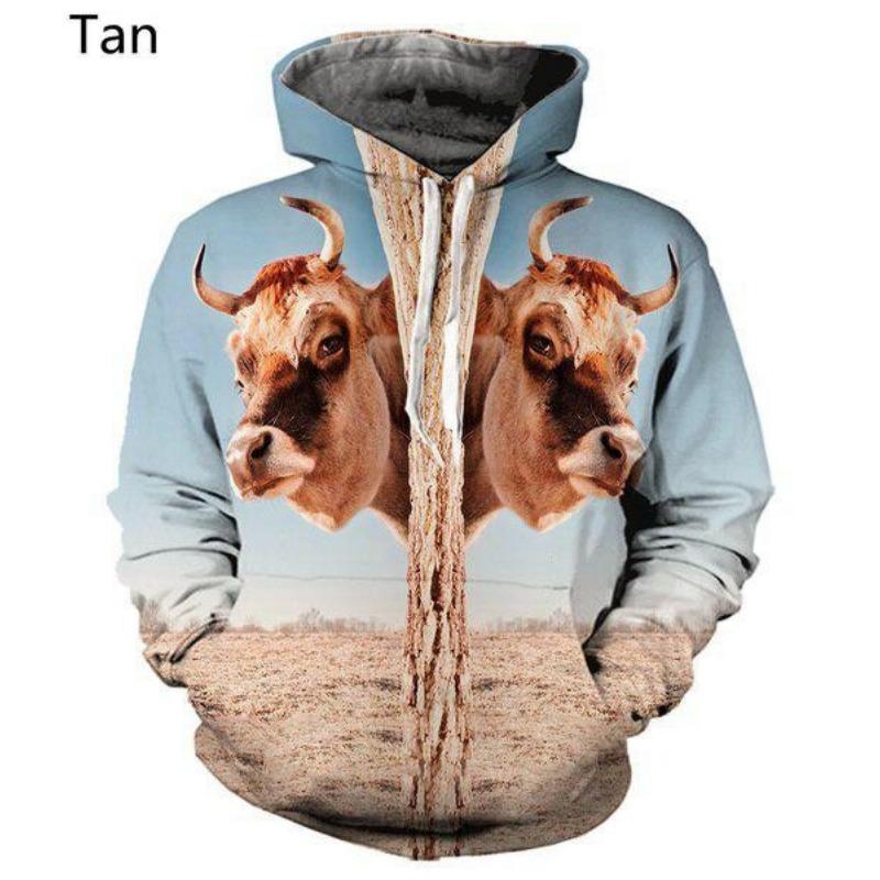 Мужская толстовка с капюшоном с изображением животных, модные толстовки с принтом коров на 3D-принте, мужская забавная толстовка с длинным рукавом