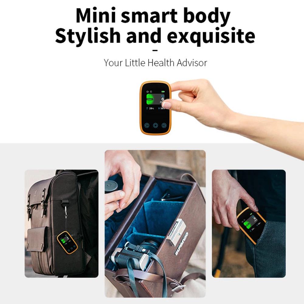 Мини-детектор угарного газа - портативный монитор качества воздуха CO с датчиком температуры и влажности, зарядка Type-C для помещений