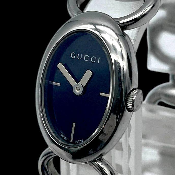 Использованный Новый аккумулятор рабочий предмет GUCCI Gucci Tornavoni 118 женские часы кварцевые QZ 2 стрелки Нержавеющая сталь черный циферблат серебристый