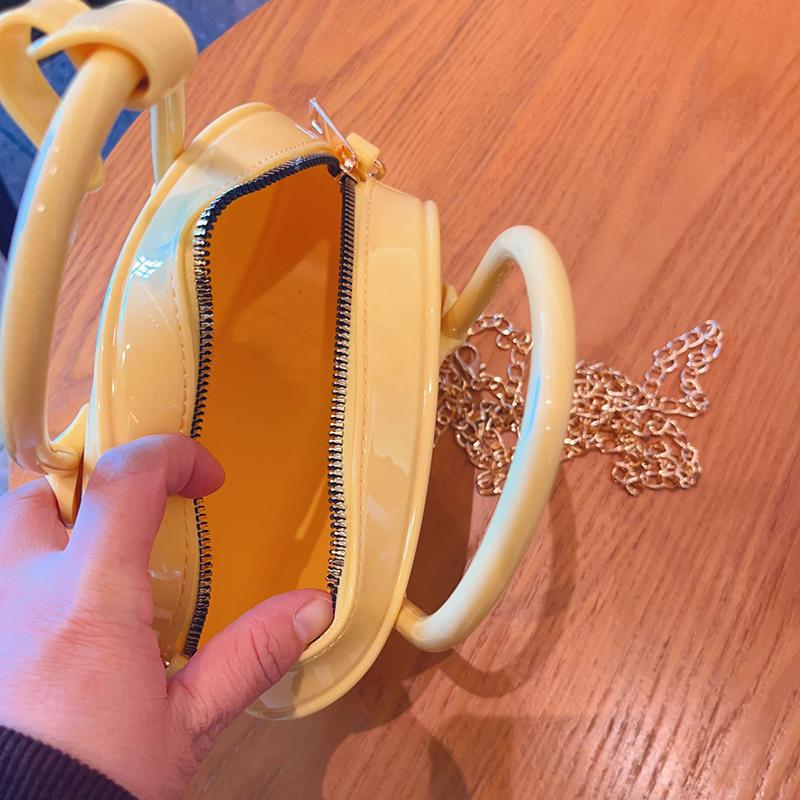 Женская летняя сумка-желе из ПВХ конфетного цвета, маленькая сумка через плечо, модная сумка с цепочкой и верхней ручкой, на молнии, сумка кроссбоди CLE