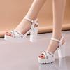 Women's Shoes 2024 New Platform Women's Sandals Summer Dress Sandals Women Crystal Bow Tie Buckle Strap High Heels Shoes Female
