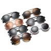 Steampunk sunglasses retro round frame double beam sunglasses men's personality trend leather case glasses