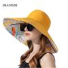 European and American New Double-sided Bucket Hat Women's Summer Widened Brim Sun Hat Fashion Sunscreen Sun Hat