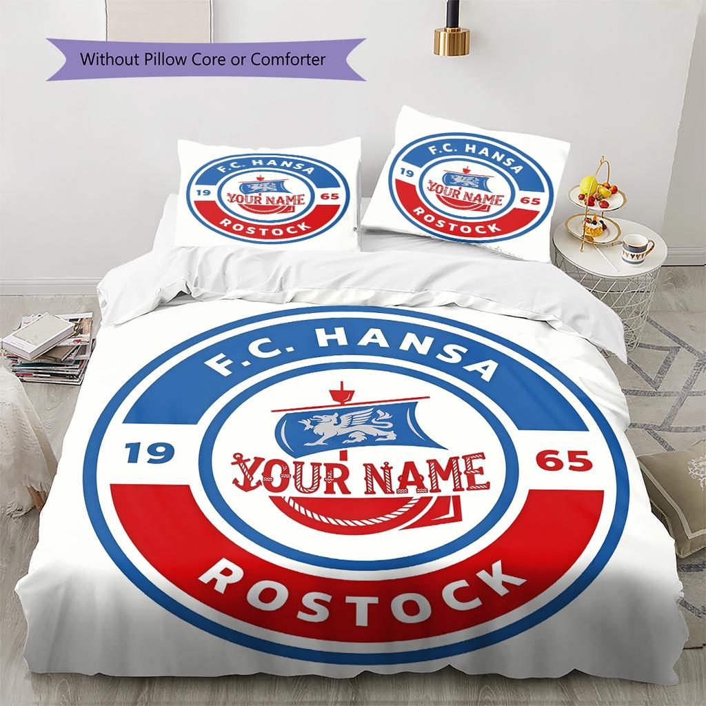 Fc Hansa Rostock Custom Name Pattern Bedding Quilt Set Quilt Cover Pillowcase Home Birthday Gift(1 * duvet cover + 2 * pillowcase, without core)