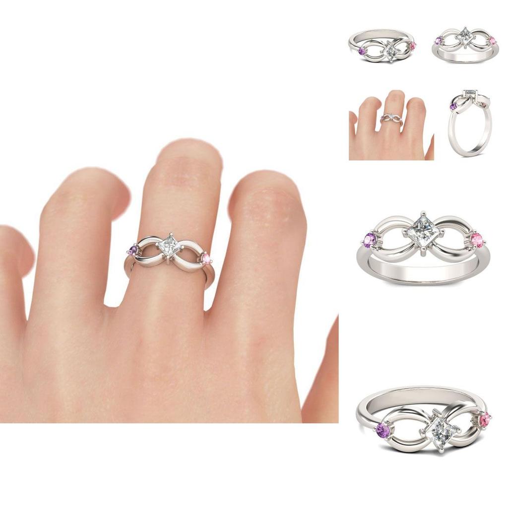 Элегантное модное посеребренное кольцо со стразами, сплав, дизайн "Бесконечность"