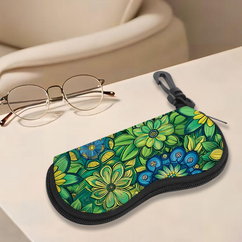 2D-Vintage Floral Botanical Print Sunglasses Case, Zipper Protective Eyeglasses Organizer, Portable Travel Eyewear Holder for Women Ladies Gift