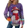 Женская мода Рождественский свободный топ с длинным рукавом и круглым вырезом