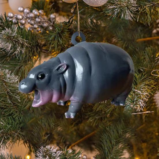 Подвеска Бегемот, смоляная фигурка Бегемот, подвесное украшение, мини-3D скульптура Бегемот