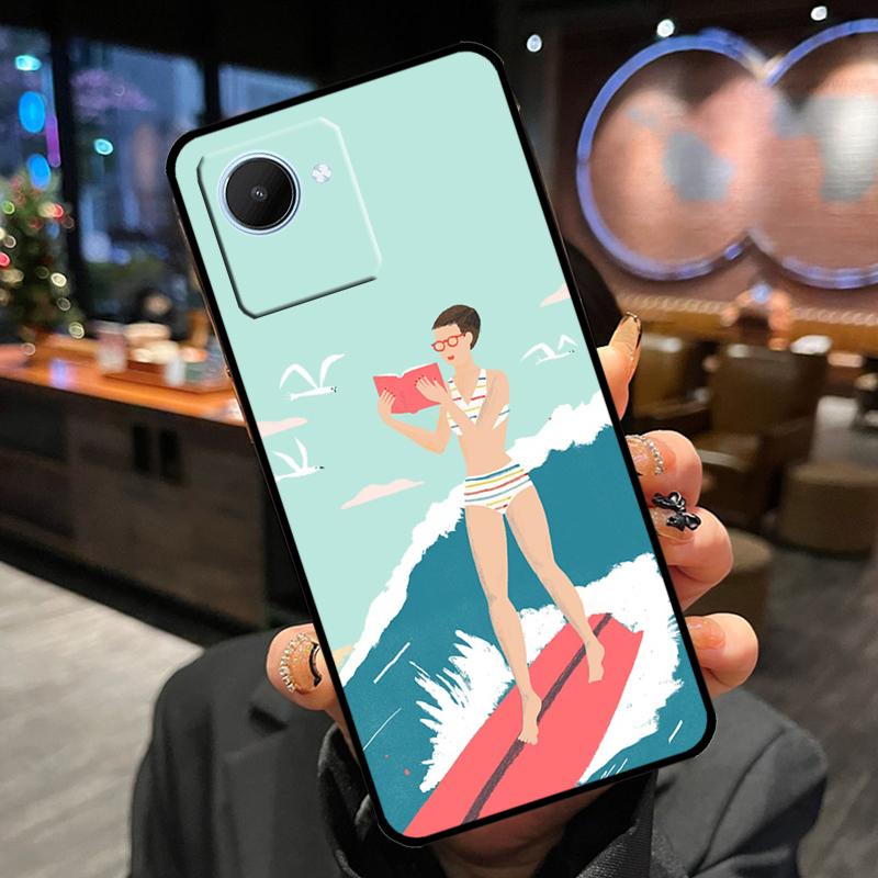 Чехол для телефона Surfboard Surfing Surf Girl Для Realme 14 Pro Plus 13 12 11 15 GT6 GT7 Pro C55 C51 C35 C53 C61 C65 C67 C63 C71 C75