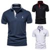 Летняя новая хлопковая спортивная мужская модная рубашка с короткими рукавами и воротником-поло, топ