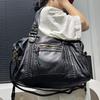 2025 Retro European & American Fashion Soft Motorcycle Shoulder Tote - Large Capacity Travel Bag