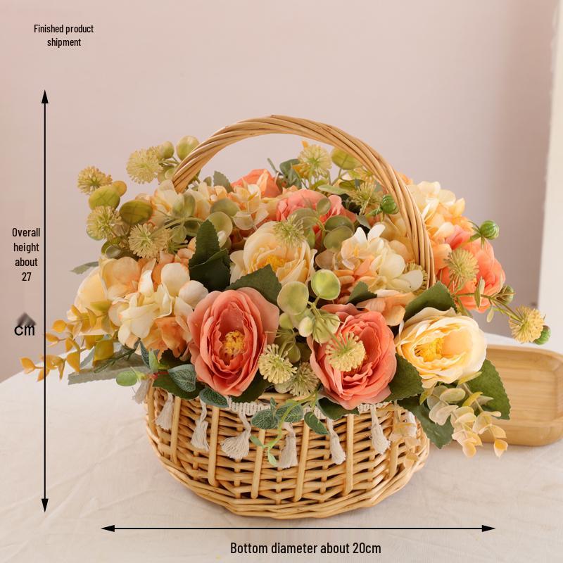 Цветочный Пасторальный Деревянный Арт: Плетение из соломы, ивы, ротанга с искусственными цветами и корзинными украшениями для декора дома и гостиной
