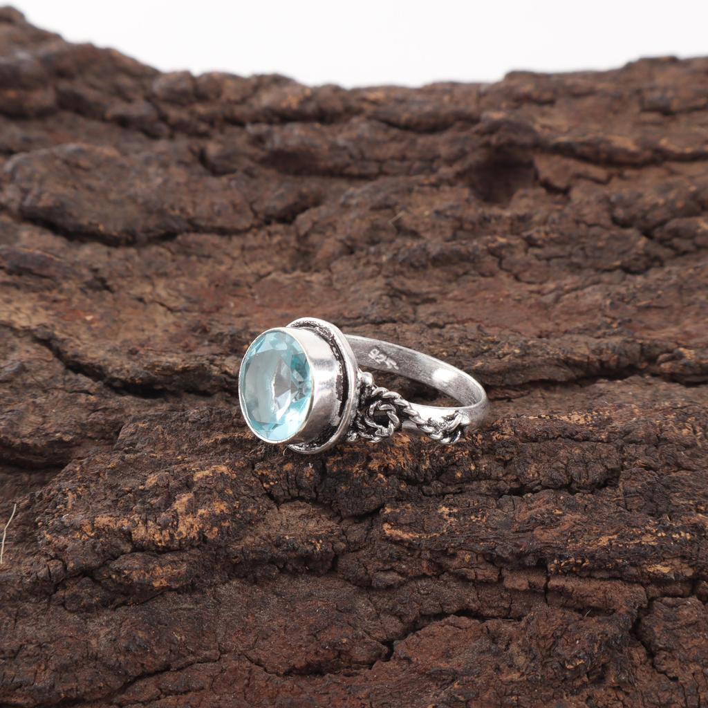 Sky Blue Topaz Gemstone Ring, Handmade Gorgeous Jewelry, 925 Solid Sterling Silver Jewelry, Everyday Ring For Wedding Gift