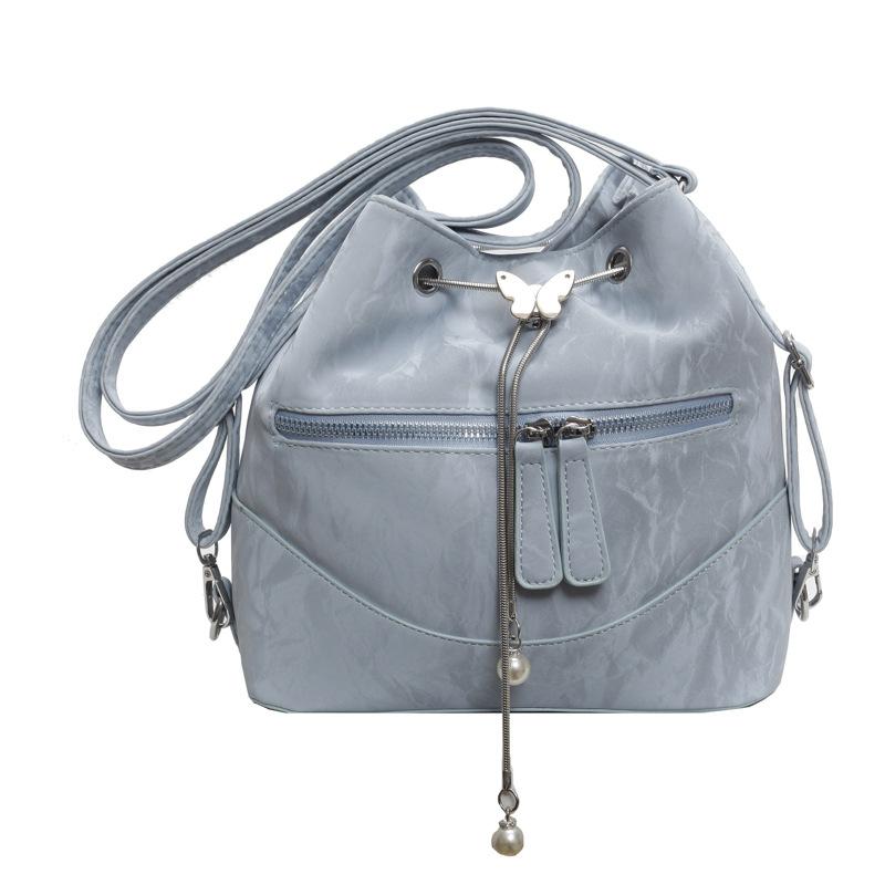 Летняя маленькая свежая зеленая сумка-ведро женская сумка через плечо 2024 новый модный рюкзак повседневный рюкзак большой вместимости