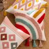 B&B Ins Wind Tufted Pillow Case Nordic Geometric Living Room Sofa Cushion Waist Pillow Rainbow Tassel Bedroom Pillow