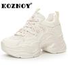 9cm Air Mesh Breathable Women Comfy White Lace Up Microfiber Leather Casual Sneakers Summer Synthetic Platform Wedge Shoes