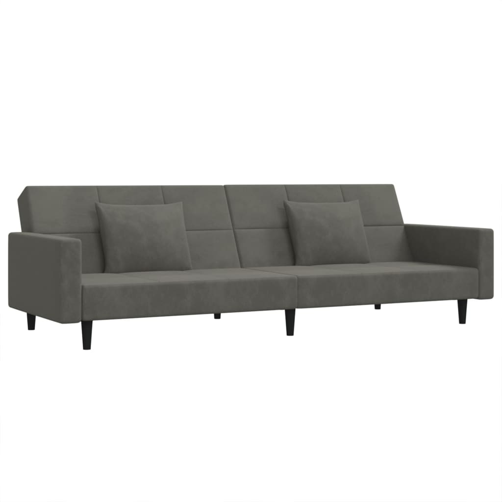 Vidaxl 2-Osobowa Kanapa, 2 Poduszki, Ciemnoszara, Aksamitna