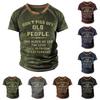 Men's Raglan T-shirt Retro Short Sleeve Round Neck Letter Printing Tops