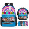 New Gumball World Cartoon Backpack Student Bookbag 3D Digital Print Large Capacity School Bag Kids Boys Girls Backpack