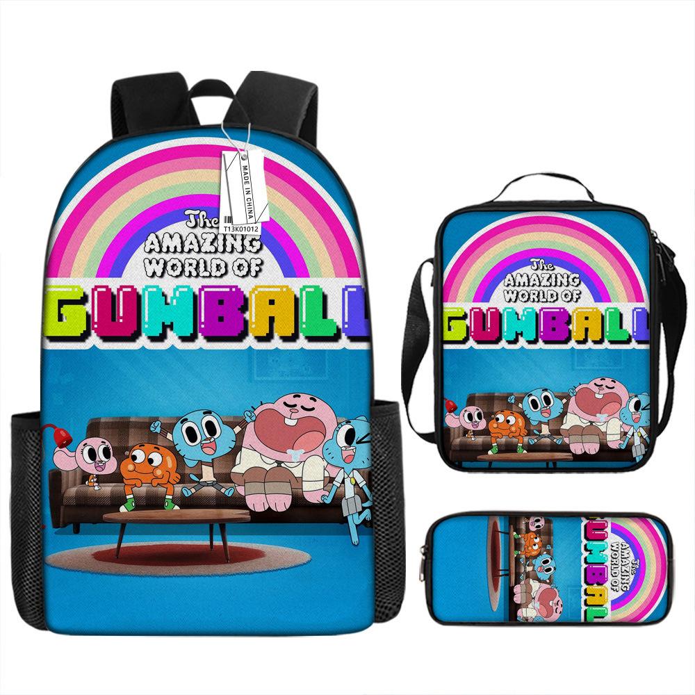 New Gumball World Cartoon Backpack Student Bookbag 3D Digital Print Large Capacity School Bag Kids Boys Girls Backpack