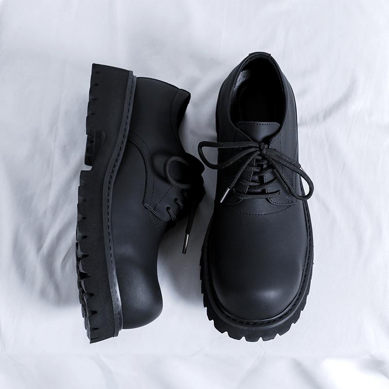 Fashion Men's Big-head Derby Casual Leather Shoes with High Platform Autumn Winter New Designer Fashion Black Dress Shoes for Men