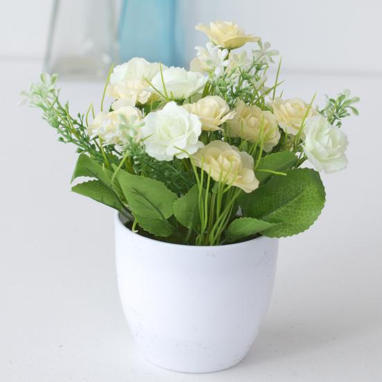 1 комплект искусственных растений в горшках, реалистичные декоративные пластиковые широкие розы, имитация бонсай для стола ресторана и дома