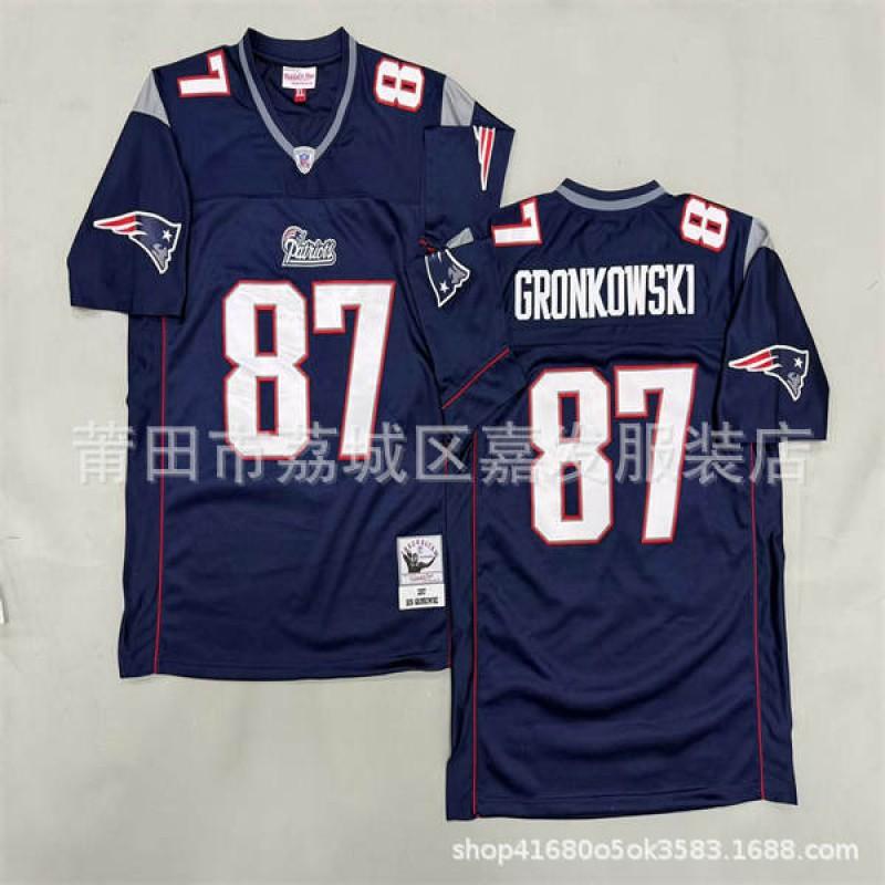 Retro American Football Jersey Mens Cotton T-Shirt Vintage Team Patriot 12 24 28 Short Sleeve Fall
