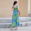 Summer Sleeveless Dress Women's Floral Strappy Vacation Style Long Dress