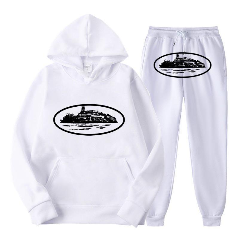 Unisex Hooded Sweatshirt Set With Graphic Print Long Sleeve Top Pants Soft Fleece Lined Casual Sportwear Fall