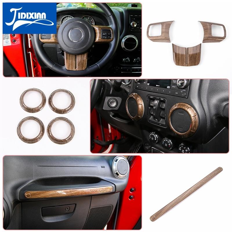 JIDIXIAN накладка на рулевое колесо автомобиля, вентиляционная крышка для кондиционера, декоративные аксессуары для дверных ручек для Jeep Wrangler JK