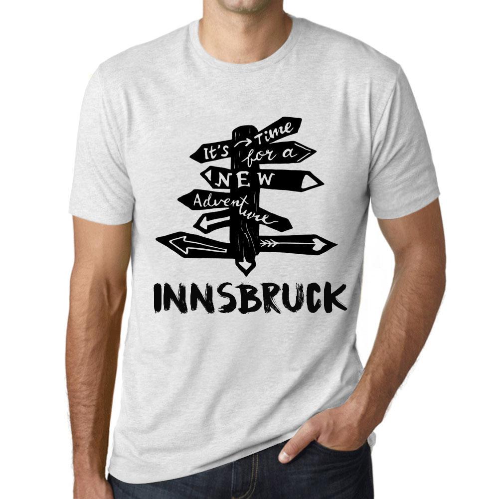 Men’s Vintage Tee Shirt Graphic T Shirt Time for New Advantures Innsbruck Vintage White